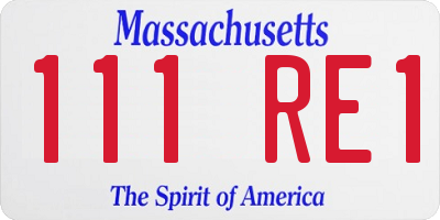 MA license plate 111RE1
