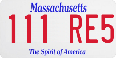 MA license plate 111RE5