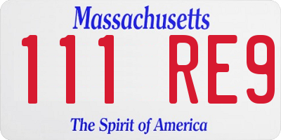 MA license plate 111RE9