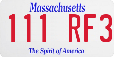 MA license plate 111RF3