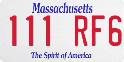 MA license plate 111RF6