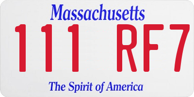 MA license plate 111RF7