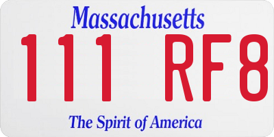 MA license plate 111RF8