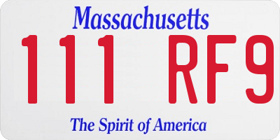 MA license plate 111RF9