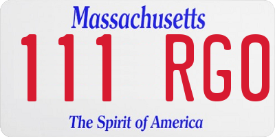 MA license plate 111RG0