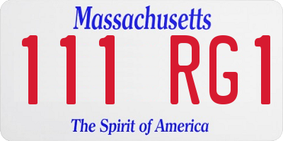 MA license plate 111RG1