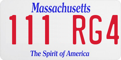 MA license plate 111RG4