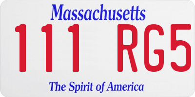 MA license plate 111RG5