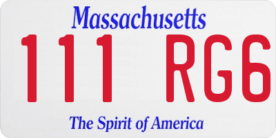 MA license plate 111RG6