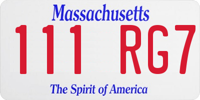 MA license plate 111RG7