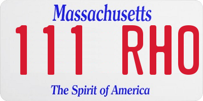 MA license plate 111RH0