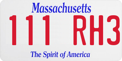 MA license plate 111RH3