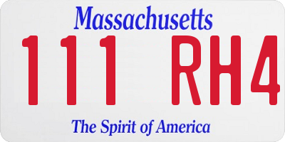 MA license plate 111RH4