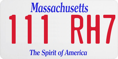 MA license plate 111RH7