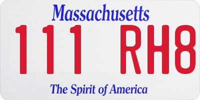 MA license plate 111RH8