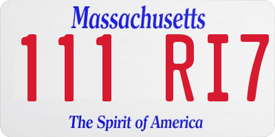 MA license plate 111RI7