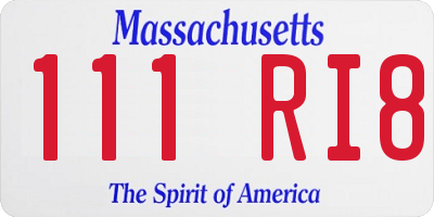 MA license plate 111RI8