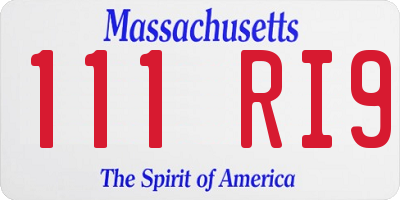 MA license plate 111RI9