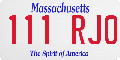 MA license plate 111RJ0