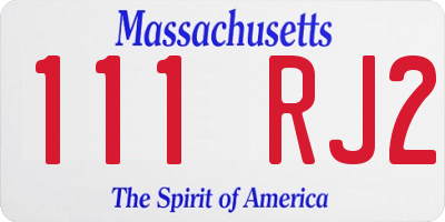 MA license plate 111RJ2