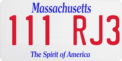 MA license plate 111RJ3