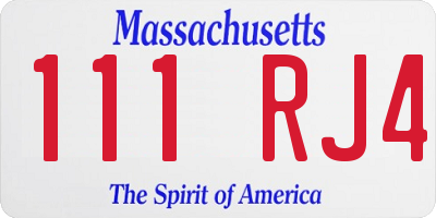 MA license plate 111RJ4