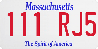 MA license plate 111RJ5