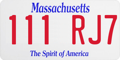 MA license plate 111RJ7