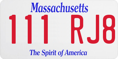 MA license plate 111RJ8