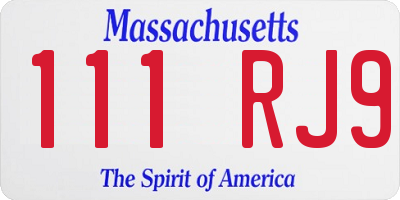 MA license plate 111RJ9