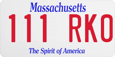 MA license plate 111RK0