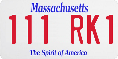 MA license plate 111RK1