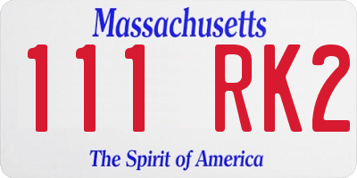 MA license plate 111RK2