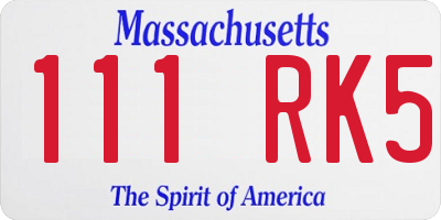 MA license plate 111RK5