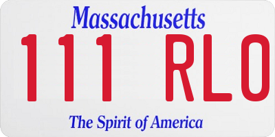 MA license plate 111RL0