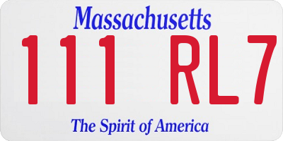 MA license plate 111RL7