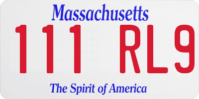 MA license plate 111RL9