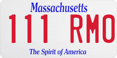 MA license plate 111RM0