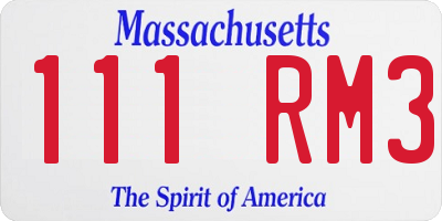 MA license plate 111RM3