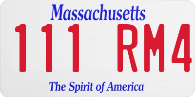 MA license plate 111RM4