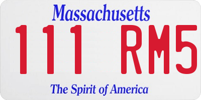 MA license plate 111RM5