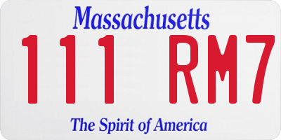 MA license plate 111RM7
