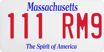 MA license plate 111RM9