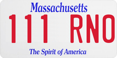 MA license plate 111RN0