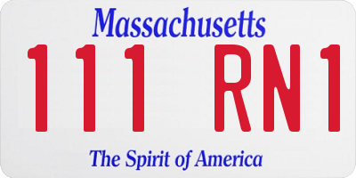 MA license plate 111RN1