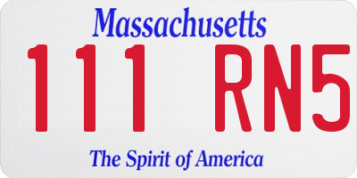 MA license plate 111RN5