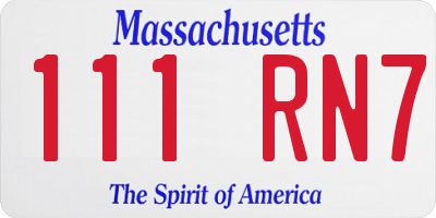 MA license plate 111RN7