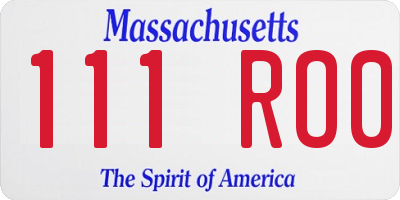MA license plate 111RO0