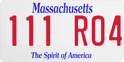 MA license plate 111RO4