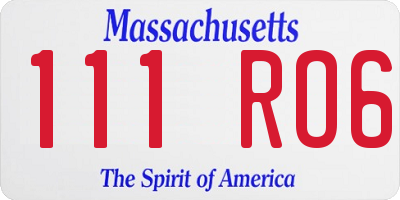 MA license plate 111RO6
